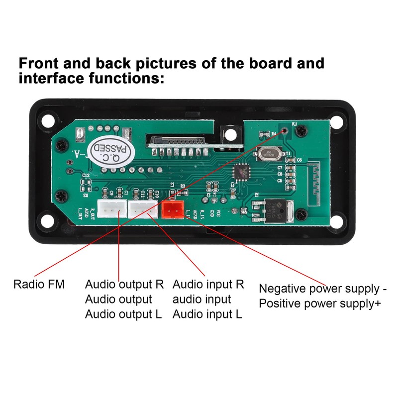 Car Speaker Bluetooth 5.0 Module, Color Screen Display, MP3 WMA