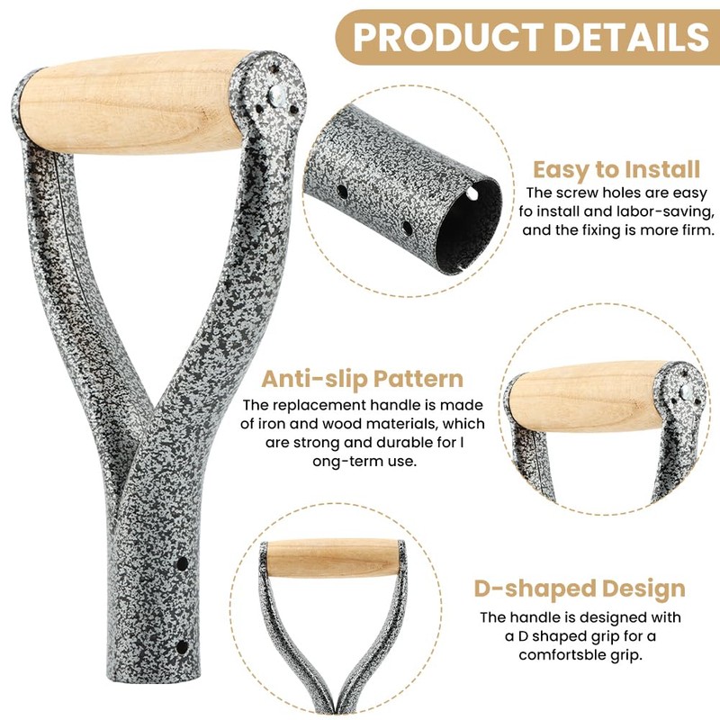 Shovel D Grip Handle, 32mm Inner Diameter Metal Shovel Replacement
