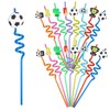 Tibapla 16 Pcs Soccer Themed Straws, 25cm Curly Drinking Straws