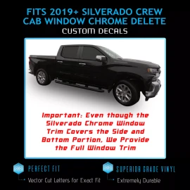 Solutions Fits 19+ Silverado 1500 Crew Cab Overlay Window Chrome Delete Kit - Matte Black