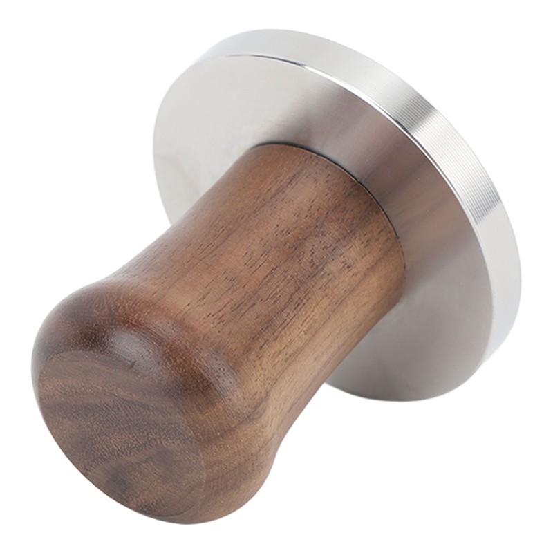 Wood Handle Coffee Tamper Stainless Steel Press Detachable Flat Base