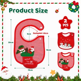 FUKPO Pack of 2 Bibs Baby Girl Boy Christmas Baby Bibs Newborn Children Complementary Food Washable Cotton Drool Bibs Baby Burp Bib Baby Small Thin Bib Baby Red, red