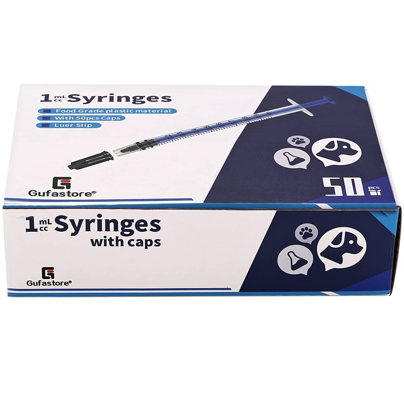 Gufastoe Pack of 50 1 ml Syringe with Protective Caps