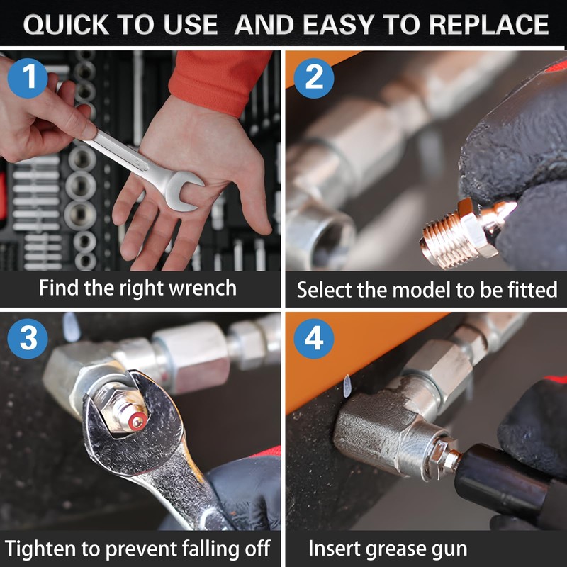 60Pcs Grease Fittings Kit, 1/4 & 1/8 Inch BSP Grease