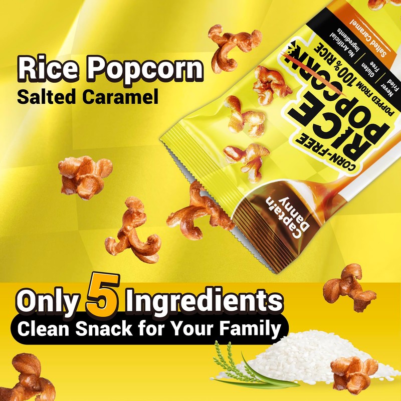 Captain Danny Rice Popcorn Salted Caramel, Corn-Free, Non-Fried, Gluten-Free, Minimally