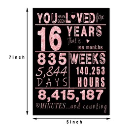 LwqwufLwq 16th Birthday Card, 16th Birthday Decorations for Girls, 16th Birthday Gifts for Daughter, Birthday Cards for 16 Year Old Granddaughter, Includes 5x7 inch Card & Envelope