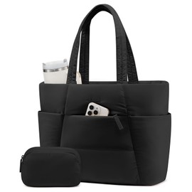 LOVEVOOK Tote Bag for Women,Large Puffer Work tote bag for 15.6In Laptop Teacher Nurse,Lightweight Shoudler Bag for Travel,Daily