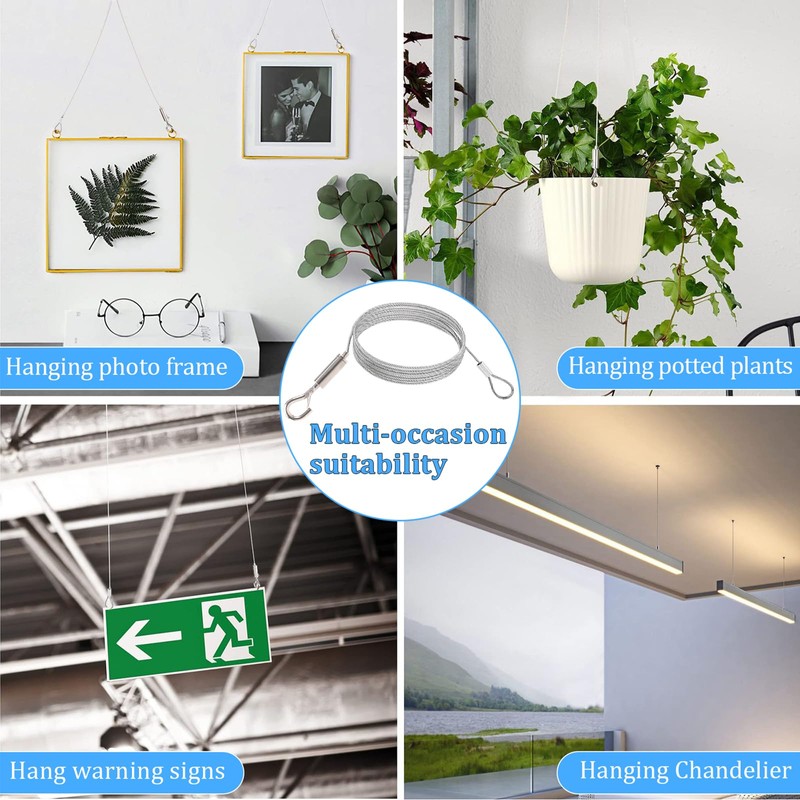 10 Pack Adjustable Picture Hanging Kit 6.6FT Heavy Duty Stainless