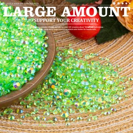 BELLEBOOST Resin Rhinestones Crafting, 2/3/4/5/6mm Flatback Jelly Rhinestones, 2 Boxes Transparent Grass Green AB Non Hotfix Crystal Gems for Bedazzling Crafts Mugs Tumblers Clothes Makeup Nail