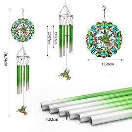 Wind Chime with Hummingbird Wind Spinner, Gifts for Men, Women, Retirement, Teachers, Parents - Outdoor Hanging Decor Clearance for Garden, Patio, Backyard or Porch