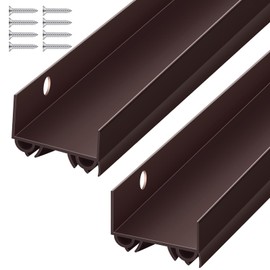 Lineshading 2 Sets Door Sweep Plastic PVC 1 3/4" x 36" Slide on Bottom Exterior Door Seal Strip for Weather Stripping Draft Stopper (Brown)