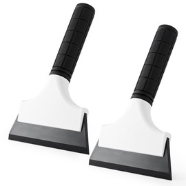 Gomake 2PCS Small Rubber Squeegee Ice Scraper Window Shower Squeegee,Auto Water Blade Squeegee for Shower Glass Door,Car Windshield, Window, Mirror, Bathroom,Countertop Cleaning (Black)