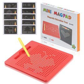 JWTRSVTY Magnetic Steel Ball Drawing Board with Pen, Small Magnetic Drawing Boards, Reusable Magnetic Drawing Board, with Balls + Pattern Card + Pen, for Magnetic Game Children from 3 Years