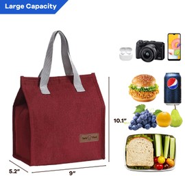 Lunch Bags for Women Men, Reusable Insulated Leakproof Lunch Box Bag for Adult Kids, Small Cooler Bag for Work School Picnic Travel (Red)