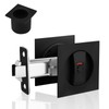 KIDOACOW Black Pocket Door Lock with Edge Pull, Red-Green Indication