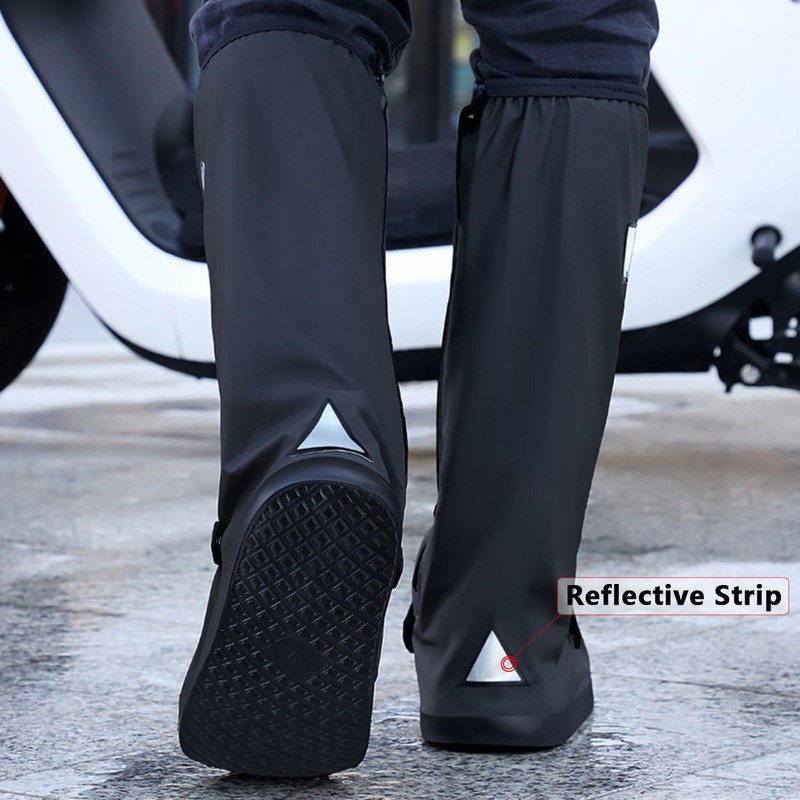 USHTH Black Waterproof Rain Boot Shoe Cover with Reflector (1