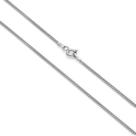 Aka Gioielli® - 925 Sterling Silver Rhodium-Plated Curb Chain 1.3 mm - Women's Necklace Lengths: 35 40 45 50 55 60 65 70 80 cm, Sterling Silver, Diamond