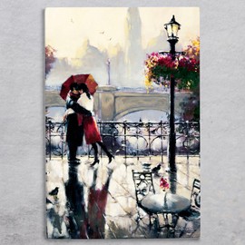 Global Designs Embrace Ceramic Tile Picture Plaque Sign Wall Art By Brent Heighton Romantic Paris Street Scene 30x20cm
