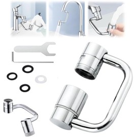 Rotating Faucet Aerator Extender – Adjustable All-Angle Water Flow, 2-Mode Splash, Kitchen & Bathroom Sink Attachment