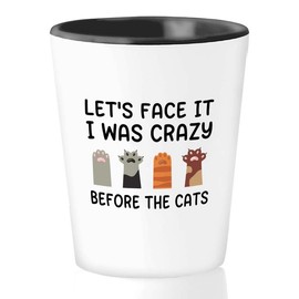 Bubble Hugs Cat Owner Shot Glass 1.5oz - crazy before - Pet Dad Paw Print Cat Dad Mug Fur Lady Cat Lover