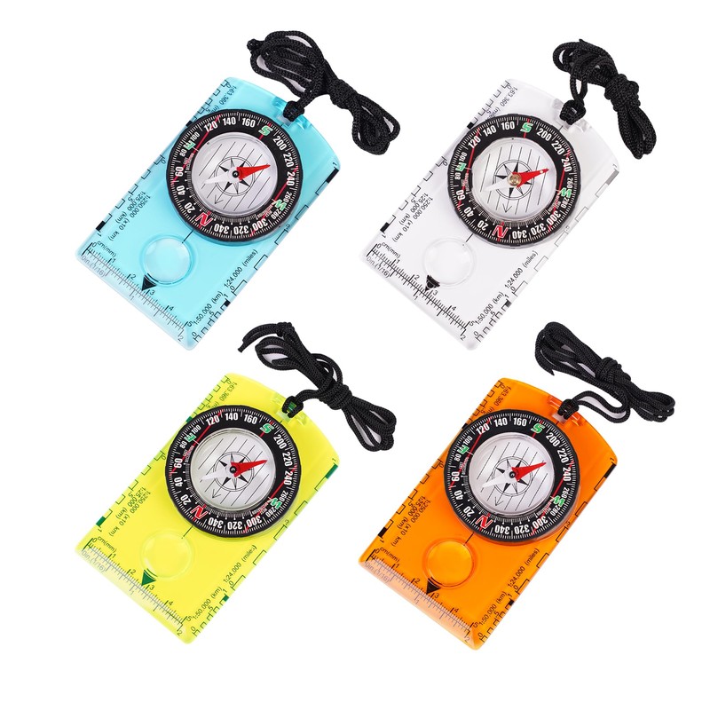 4 Pcs Outdoor Compass with Adjustable Declination,Magnifier,Ruler,Scale. Multifunctional Orienteering Waterproof
