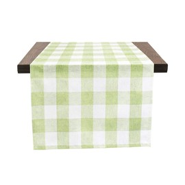 Fennco Styles Country Buffalo Check Soft Table Runner 16 x 90 Inch - Lime Check Table Cover for Everyday Use, Picnic, Family Gathering, Indoor Outdoor Parties and Special Occasion