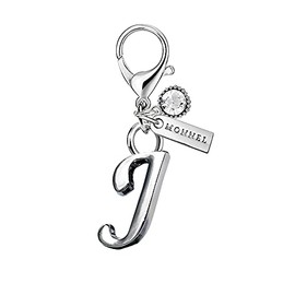 Monnel MC209 Colgante con cierre de langosta de letra J gruesa del alfabeto con bolsa de terciopelo (1 pieza)