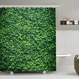 Simpomsy Green Leaf Wall Outdoor Garden Theme Shower Curtain Outdoor Shower Curtain For Garden Summer Garden Decoration Bath Curtain With 12 Hooks 180x180cm