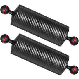 MINIFOCUS 2PCS Carbon Fiber Underwater Float Arm, D60mm, 8'', Aquatic Arm, Buoyancy Provided 300g*2, Dual 1'' Ball Buoyancy Floating Arms Lighting System for Diving Tray Video Light/Strobe