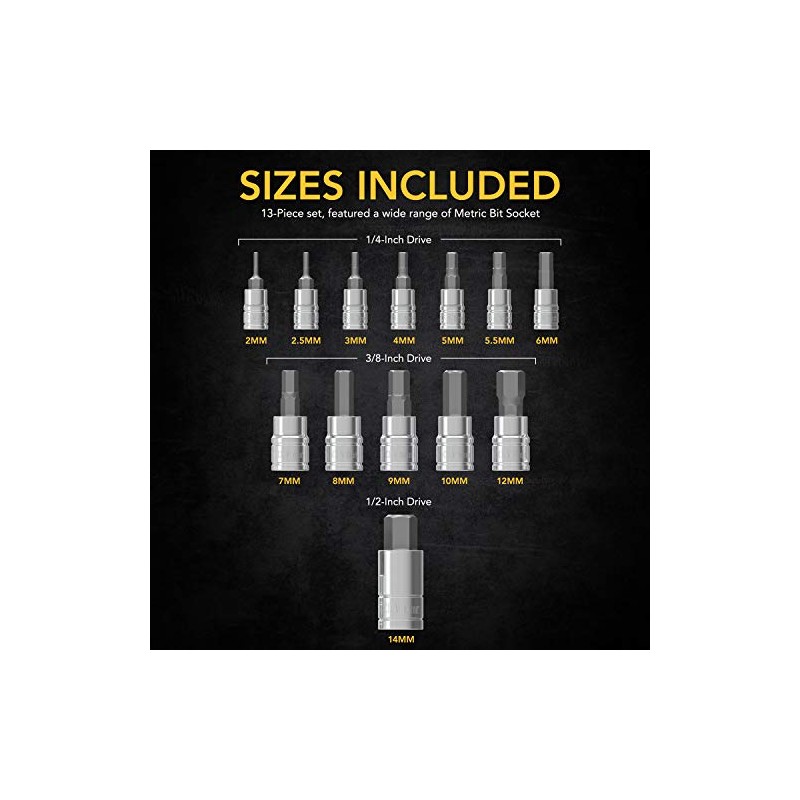 LEXIVON HEX Bit Socket Set, Premium S2 Alloy Steel |