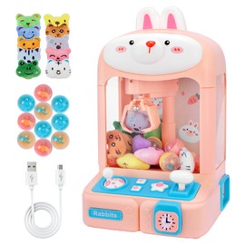 Laoyebaohao Claw Machine for Kids Toys for Girls with Mini Plush Toys Adjustable Sounds and Music Handheld Games Party Birthday Easter Gifts for Girls(Pink)
