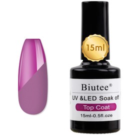 Biutee Topcoat, 15 ml Gel Nail Top Coat Gel, No Wiping Necessary, Non-Wipe Top Gel, Low Odor, Quick Drying, UV/LED Compatible, Shopping Kit