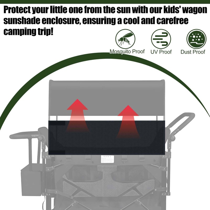 4 Side Breathable Wagon Stroller Sunshade Net Canopy, Adjustable Wagon