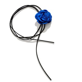 Resweky Blue Retro Rose Flower Collarbone Necklace Black Velvet Choker Necklace Satin Flower Collar Necklace Adjustable Jewelry for Women and Girls djustable Jewelry for Women and Girls
