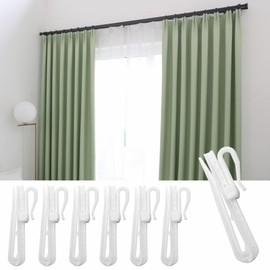 AHEOVSD 20 Pcs Adjustable Plastic Curtain Hooks - Depth Pinch Pleat Locking Drapes Clips White for Shower, Door, Window