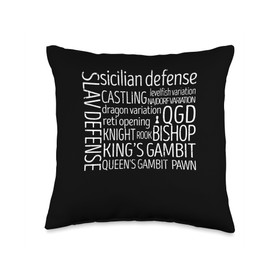 Chess Player Gifts Strategy Board Game Accessories Chess Player Defense Queen King Rook Pawn Bishop Castling Throw Pillow, 16x16, Multicolor