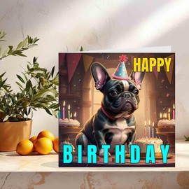 Cute French Bulldog Dog Birthday Card 145 x 145mm