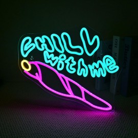 Ineonlife Chill With me Neon Sign Bookshop Neon Signs for Wall Decor Blue Dimmable Led Light for Bookshop Reading Room Office club decor Birthday Christmas Gift