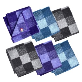 ORI365 Imabari Towel, Hand Towel, Set of 6, Handkerchief, Absorbent 100% Cotton, Made in Japan, 9.8 x 9.8 inches (25 x 25 cm), Towel Handkerchief (6 Round Squares)