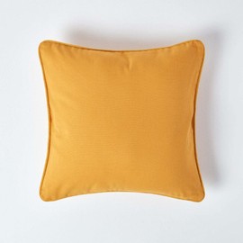 Homescapes Mustard Yellow Cushion Cover 45 x 45 cm, Decorative Cushion Cover with Zip Made of 100% Cotton, Plain Decorative Cushion Cover for Decorative Cushions and Sofa Cushion, Ochre
