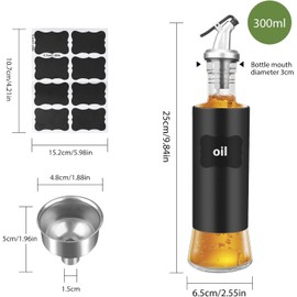 Edelstahl-Öl- und Essigspender Set (2 Stück, 300 ml) – Inkl. Ausgießer, Etikett & Trichter – Hochwertige Olivenölflasche mit sichtbarer Füllstandsanzeige für Küche & Tischdekoration