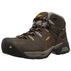 KEEN Utility Men's Detroit XT Mid Soft Toe Waterproof Work Boot, Black Olive/Leather Brown, 7.5 Medium US