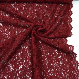 MAGAM-Stoffe Carmen Lace Fabric Floral Lace Clothing Decoration Sold by the Metre 50 cm (Dark Red)