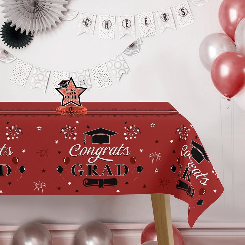 UNIIDECO 3 Pack Graduation Tablecloth Congrats Grad Disposable Tablecloth Graduation