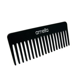 Amelia Beauty Cellulose Acetate 6in Rake Detangling Comb, Handmade, Smooth Edges, Eco-Friendly Plant Based Material, Course Teeth - Black Color
