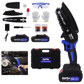 4 Inch Brushless Mini Chainsaw,21V Cordless Powerful Chainsaw,Electric Handheld Chain Saw with 2PCS Rechargeable Battery & 2 Chains,for Branch Pruning Tree Trimming Wood Cutting