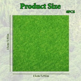 Nogeqi Pack of 8 Mini Artificial Grass Rug 15 x 15 cm, Lawn Rug, Fake Grass Decor for Crafts, Artificial Grass Miniature, Vsimulation of Lawn for Model Making, Dollhouse, Miniature Garden, Micro