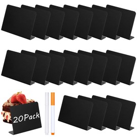 XINRUI 22 Pcs Mini Chalkboard Signs, 100 * 76mm Small Black Chalkboard Signs for Labeling, Handheld Table Top Menu Blackboard with Base, Message Tabletop Board, with 2 Erasable Water-Soluble Pens