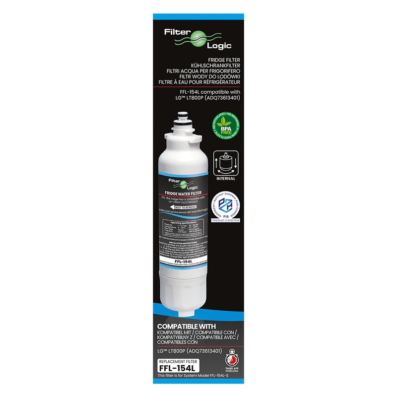 FilterLogic FFL-154L Fridge Water Filter Compatible with LG LT800P,ADQ73613401