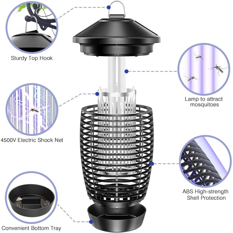 PALONE Sturdy Hook Bug Zapper – 20W 4500V Waterproof Mosquito